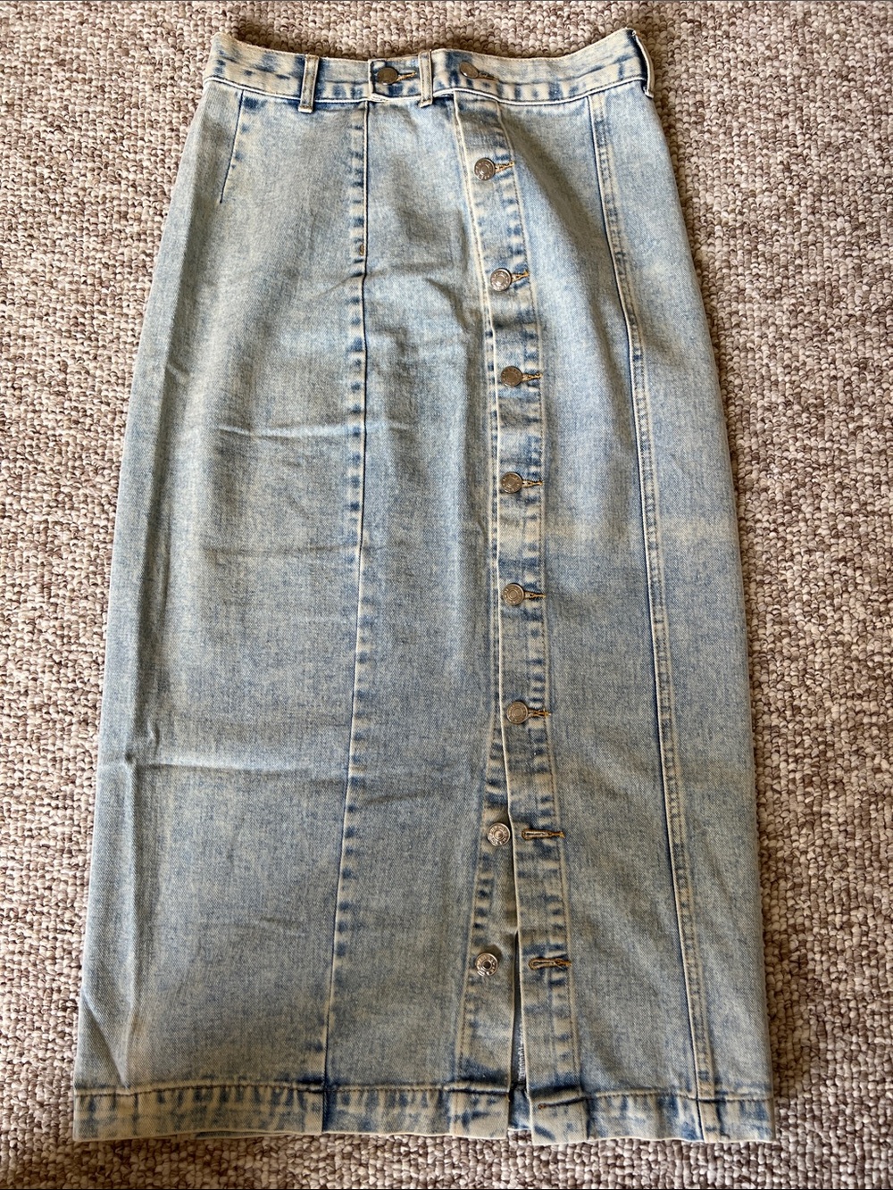 Women's Casual High Waisted Solid Button Up Denim Jean Skirt
